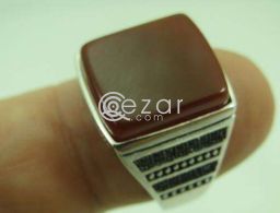 Agate Stone Men's Silver Ring in Qatar