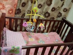 Baby Cot (3 level adjustable with mattress, quilt and bumper) for sale in Qatar