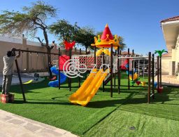 Outdoor swing sliding and playstation, playground in Qatar