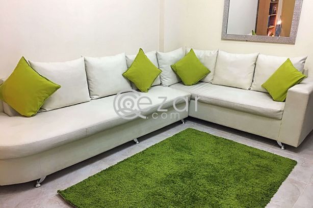 L shape white sofa photo 3