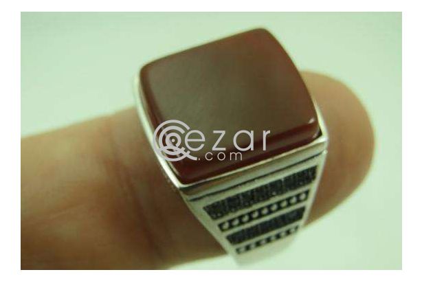 Agate Stone Men's Silver Ring photo 1
