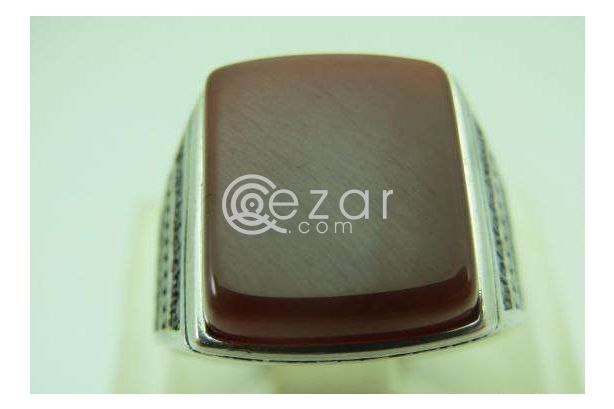 Agate Stone Men's Silver Ring photo 2