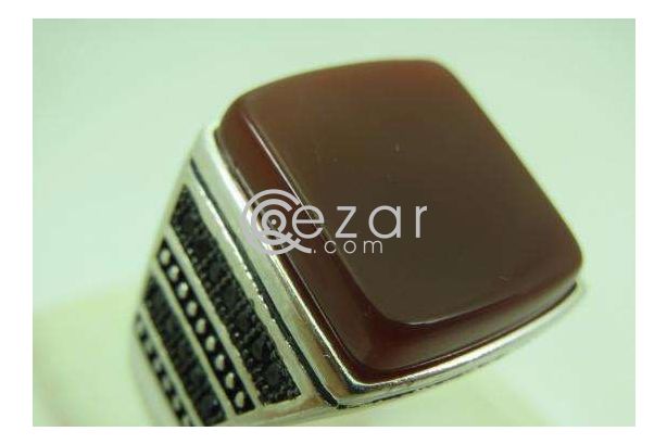 Agate Stone Men's Silver Ring photo 3