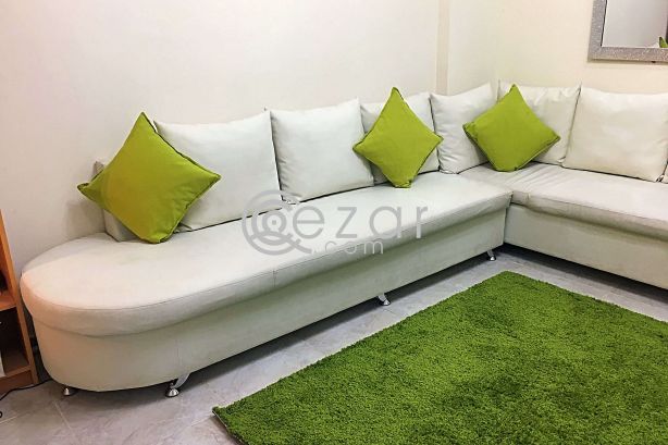 L shape white sofa photo 4