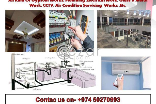 Contractor-Gypsum work,Plumbing,Electrical work,Glass & Metal work, CCTV work photo 1