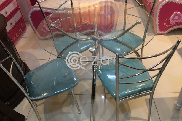 Dining table glass with 4 chair photo 1